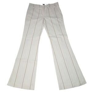 Arden B Wide Leg  Mid-Rise‎ Women's Striped Pants Cream And Brown Size 6